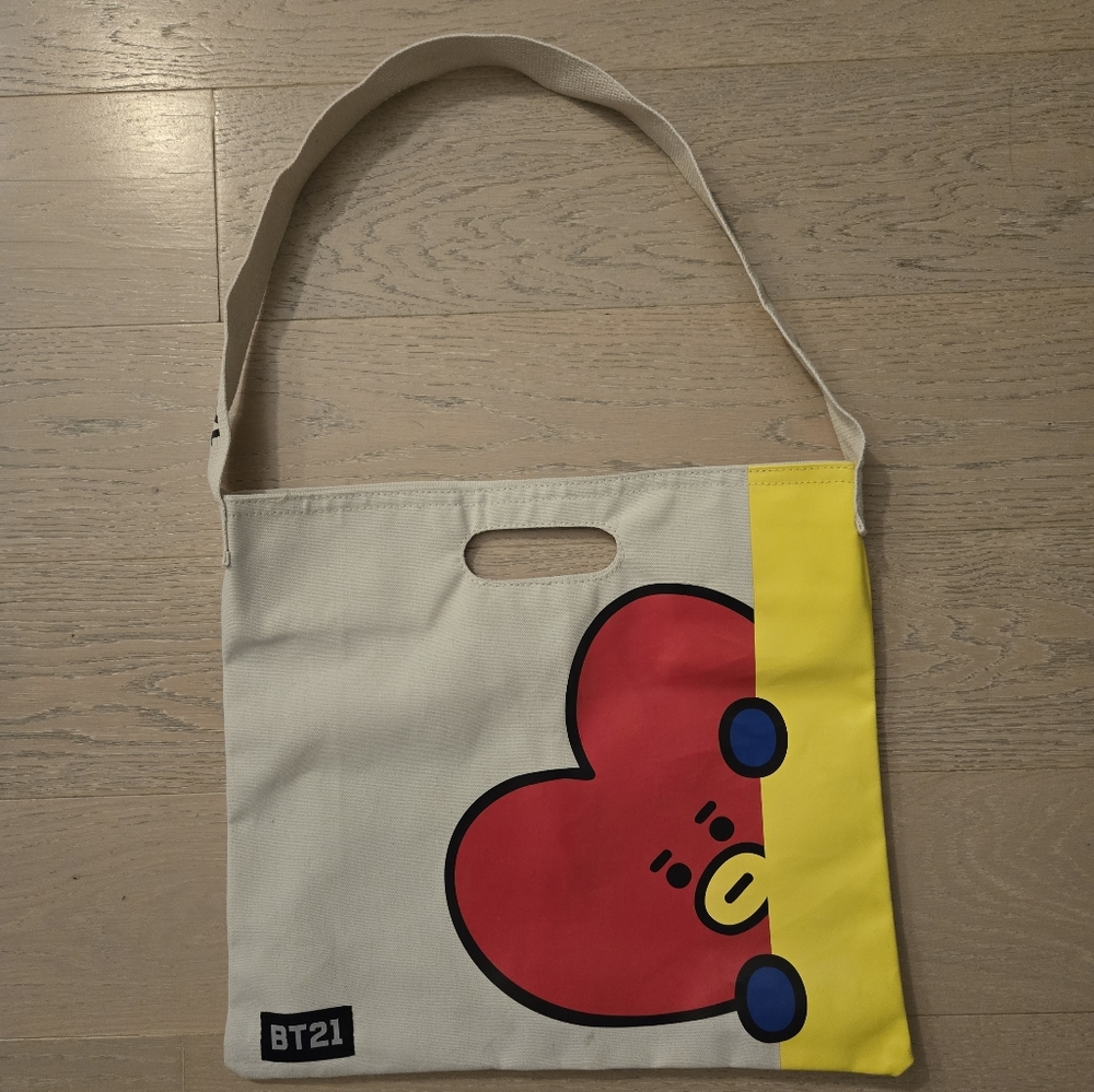 BT21 Canvas Tote Bag with Red Heart Design